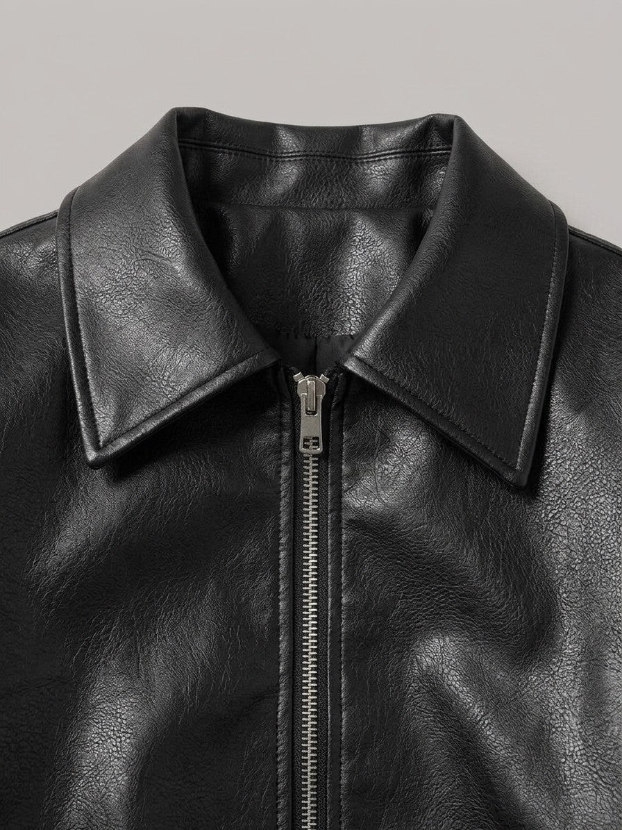 Orta Women's Oversized Cropped Zip Jacket — black — detail