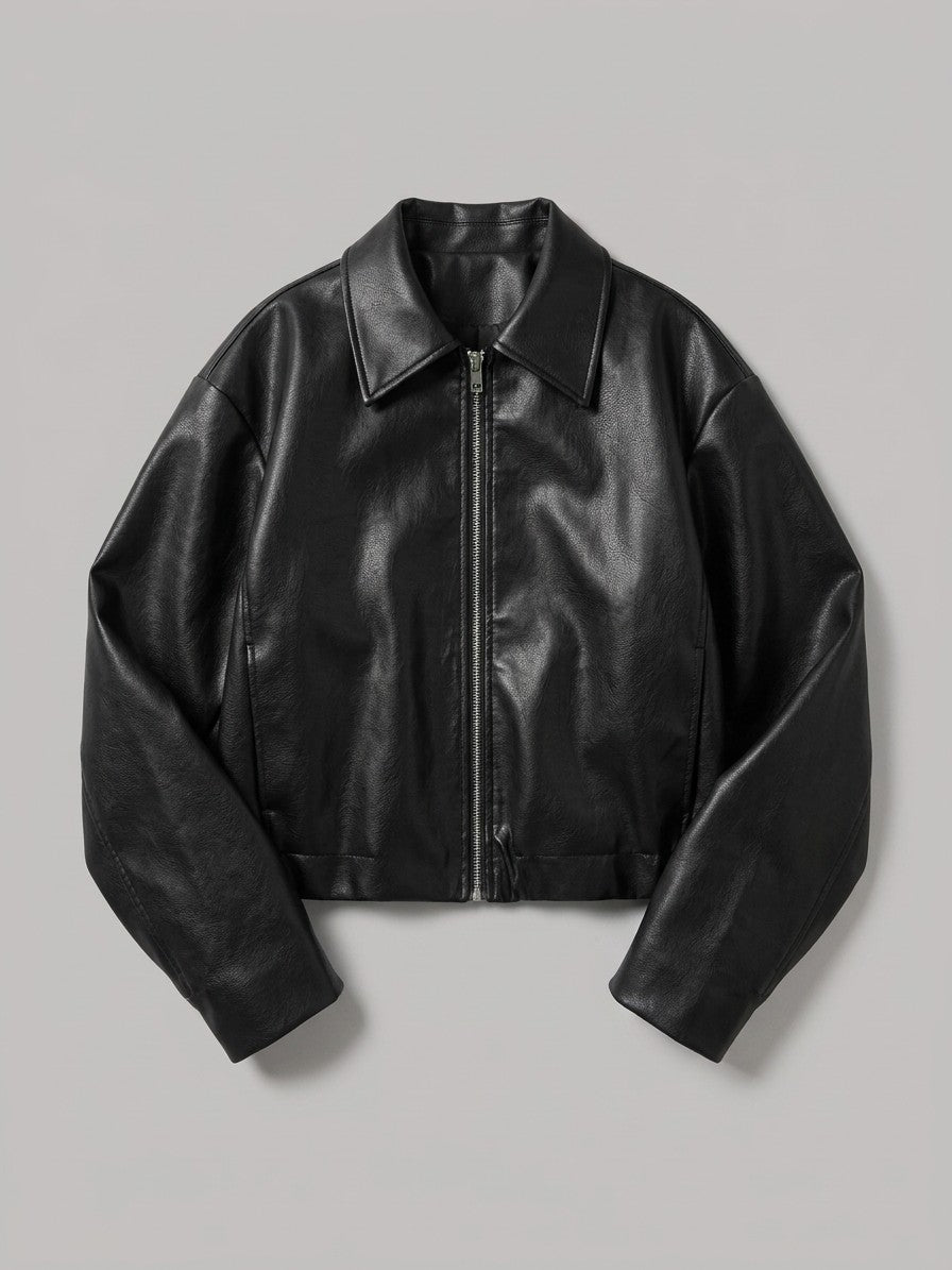 Orta Women's Oversized Cropped Zip Jacket — black — packshot