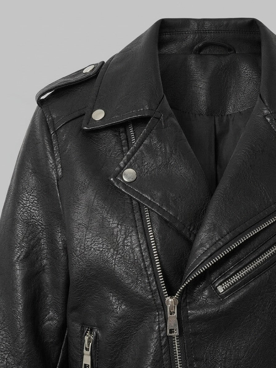 Ortisei Women's Belted Biker Jacket — black — detail