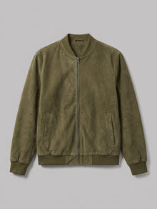 Ortona Men's Rib-Trim Genuine Suede Bomber Jacket