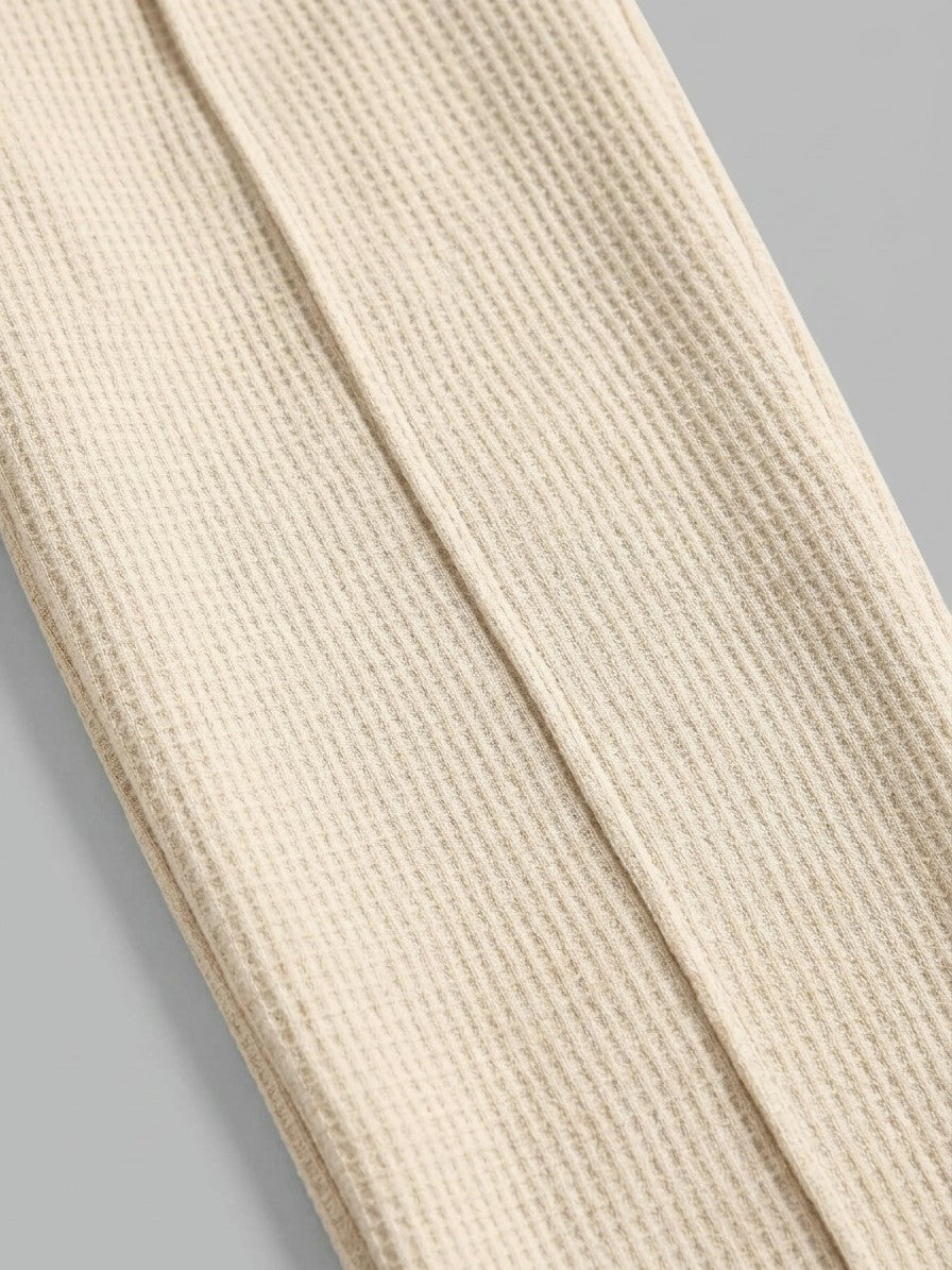 Osimo Men's Waffle-Knit Half-Zip Hoodie and Pintuck Pant Set — beige — bottomfabric