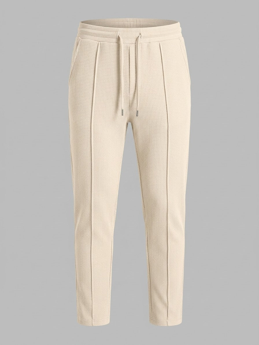 Osimo Men's Waffle-Knit Half-Zip Hoodie and Pintuck Pant Set — beigebottom — packshot