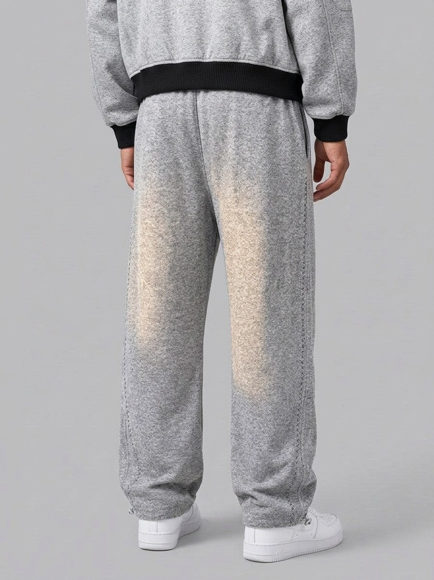 Ostia Men's Melange Bomber Jacket and Wide-Leg Pant Set — lightgray — bottomback