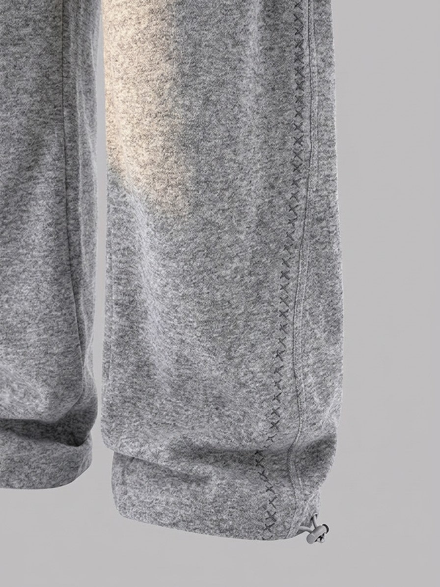 Ostia Men's Melange Bomber Jacket and Wide-Leg Pant Set — lightgray — bottomfabric