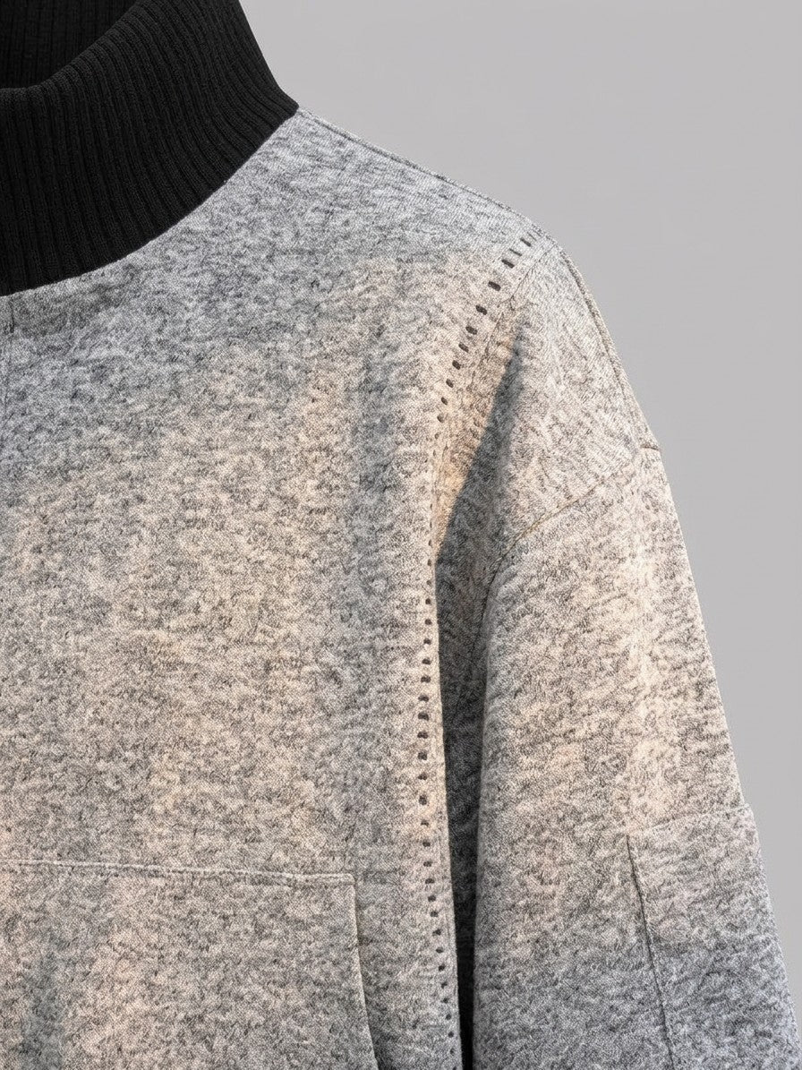 Ostia Men's Melange Bomber Jacket and Wide-Leg Pant Set — lightgray — topfabric