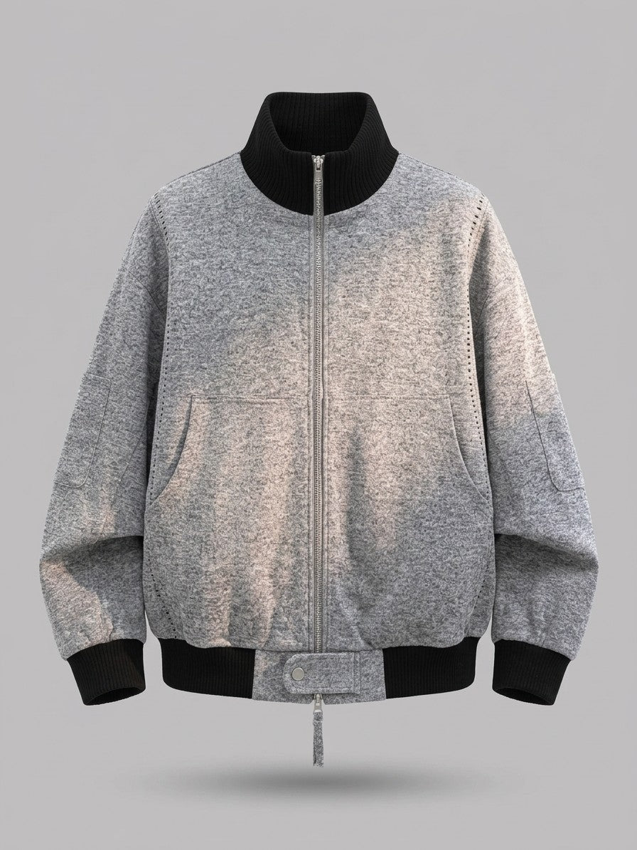 Ostia Men's Melange Bomber Jacket and Wide-Leg Pant Set — lightgraytop — packshot