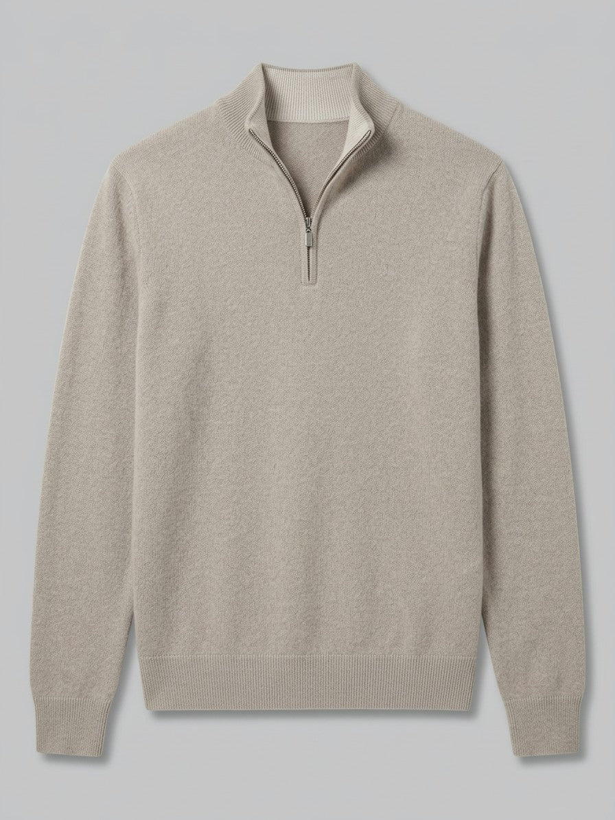 Ostuni Men's Quarter-Zip Knit Sweater — beige — packshot