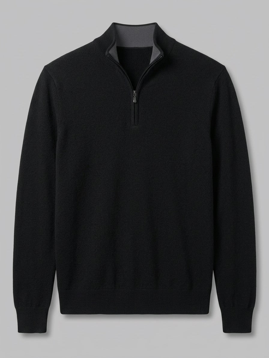 Ostuni Men's Quarter-Zip Knit Sweater — black — packshot