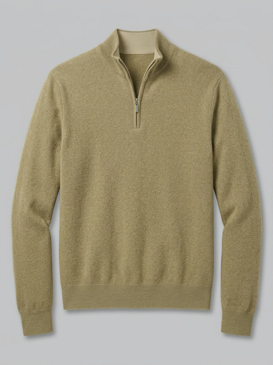 Ostuni Men's Quarter-Zip Knit Sweater — chartreuse — packshot