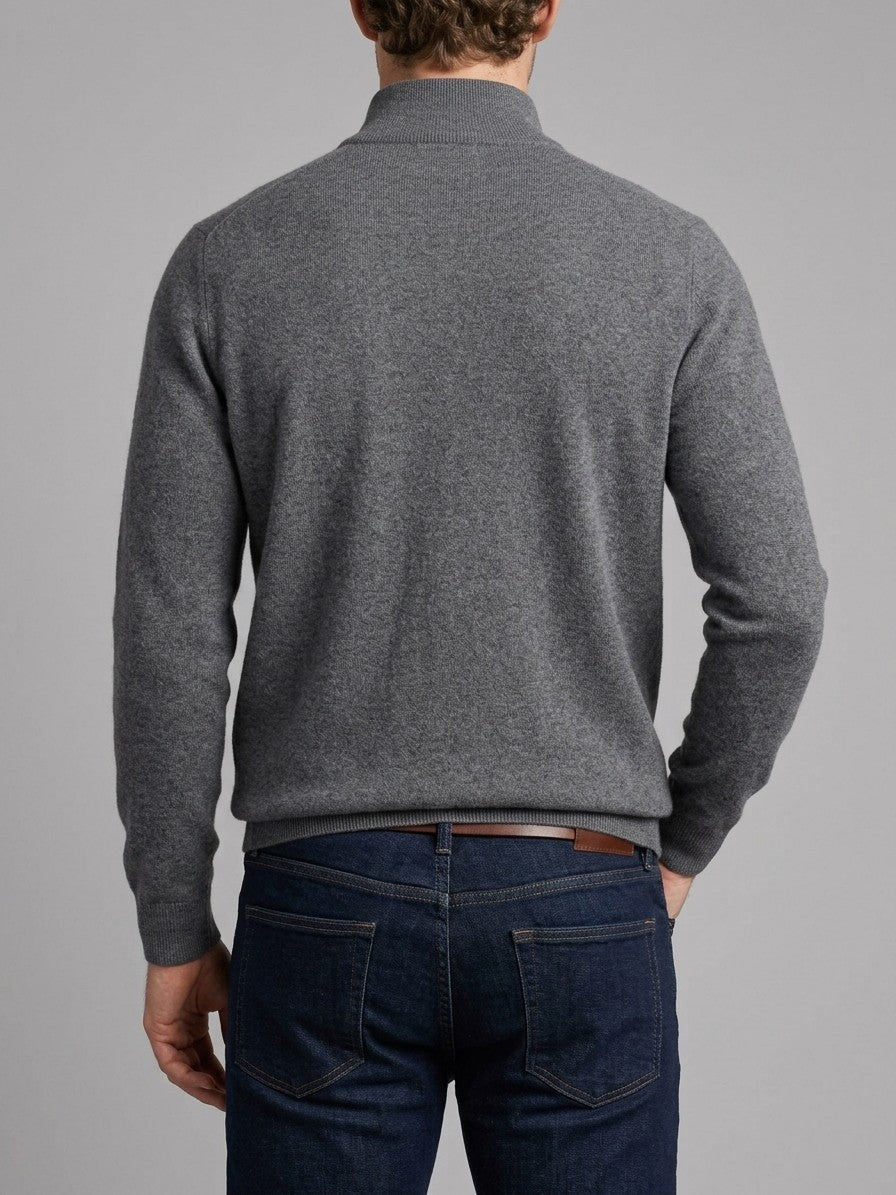 Ostuni Men's Quarter-Zip Knit Sweater — grey — back