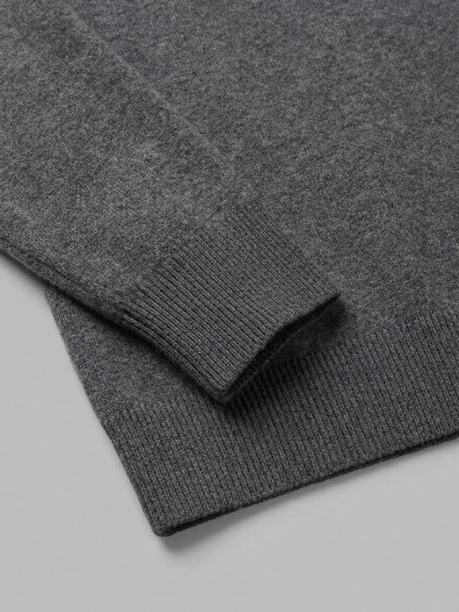 Ostuni Men's Quarter-Zip Knit Sweater — grey — detail-2