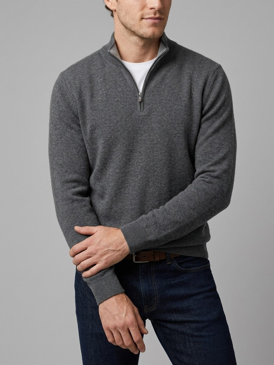Ostuni Men's Quarter-Zip Knit Sweater — grey — front
