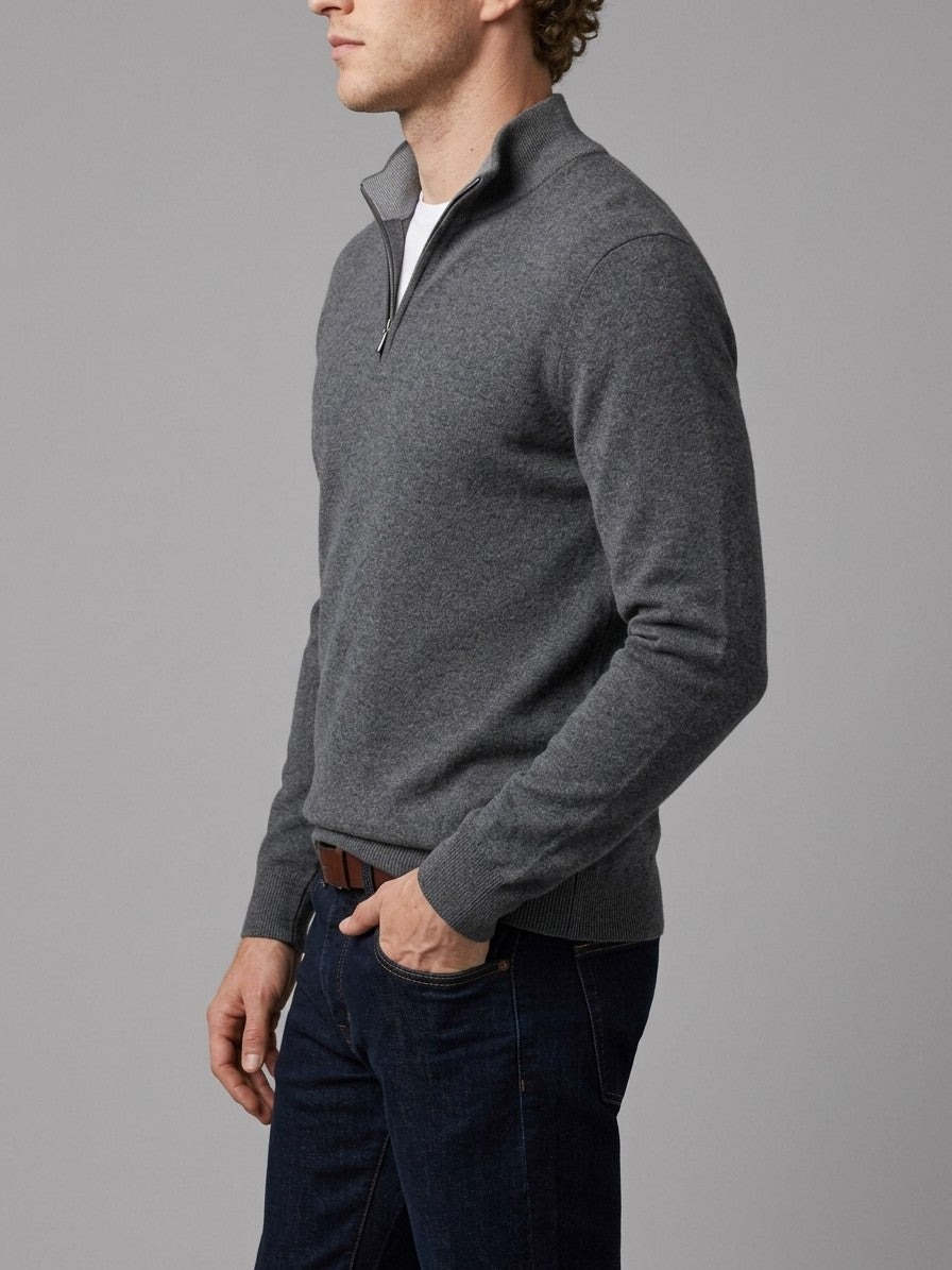 Ostuni Men's Quarter-Zip Knit Sweater — grey — side