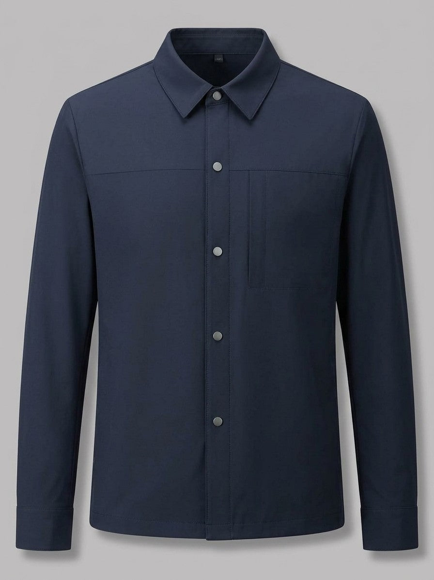Otranto Men's Snap-Front Overshirt Jacket — blueandgray — packshot