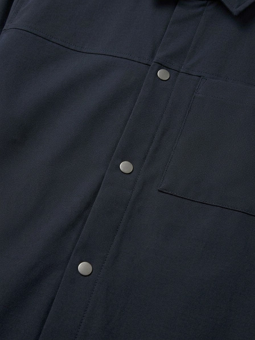 Otranto Men's Snap-Front Overshirt Jacket — darkblue — detail