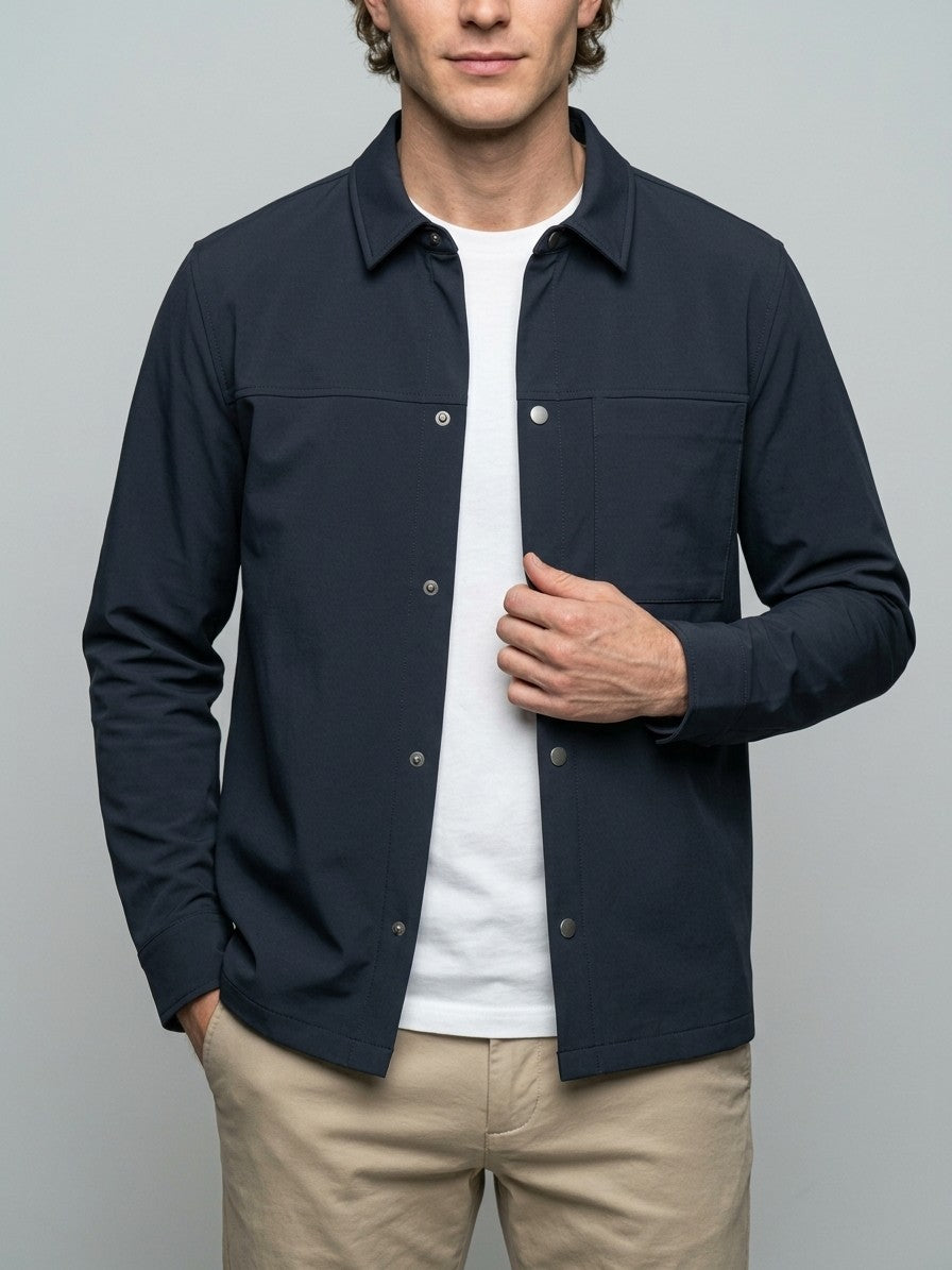 Otranto Men's Snap-Front Overshirt Jacket — darkblue — front