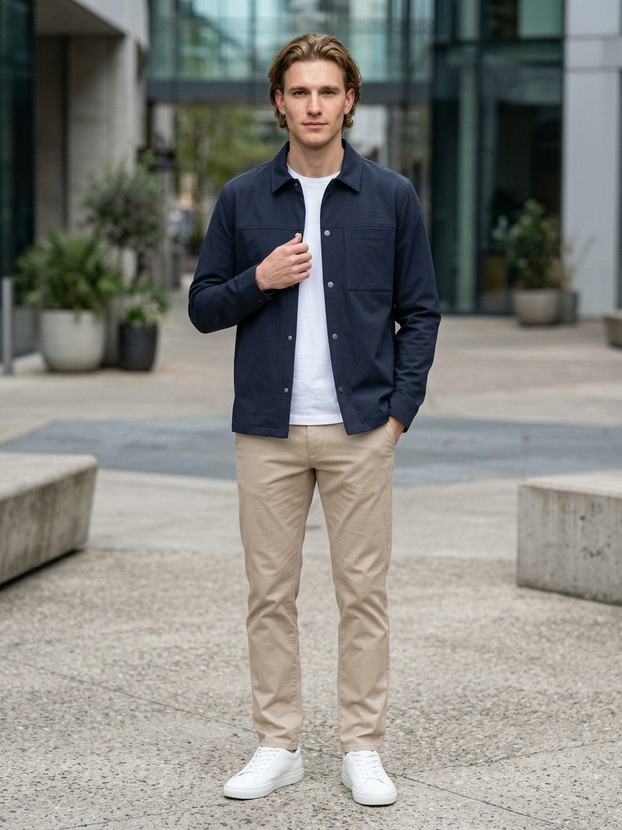 Otranto Men's Snap-Front Overshirt Jacket — darkblue — lifestyle