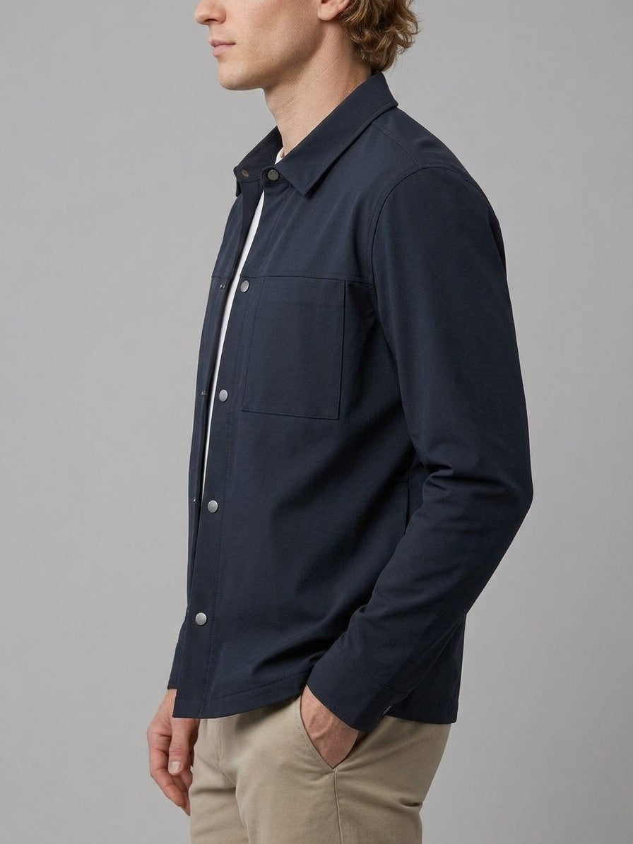 Otranto Men's Snap-Front Overshirt Jacket — darkblue — side