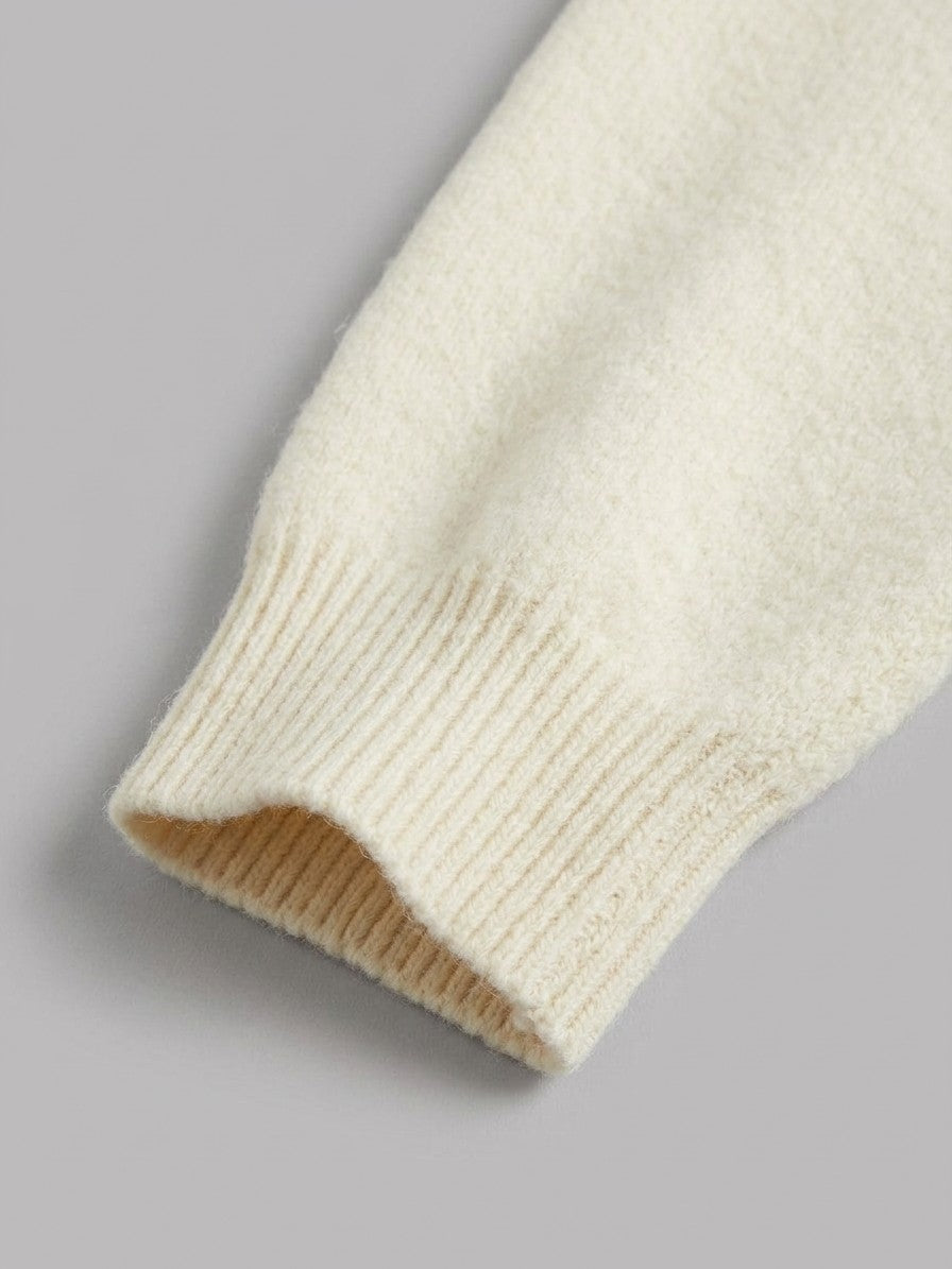 Pacentro Men's Mixed-Button Zip Knit Jacket — cream — detail-collar