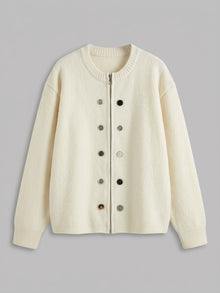 Pacentro Men's Mixed-Button Zip Knit Jacket