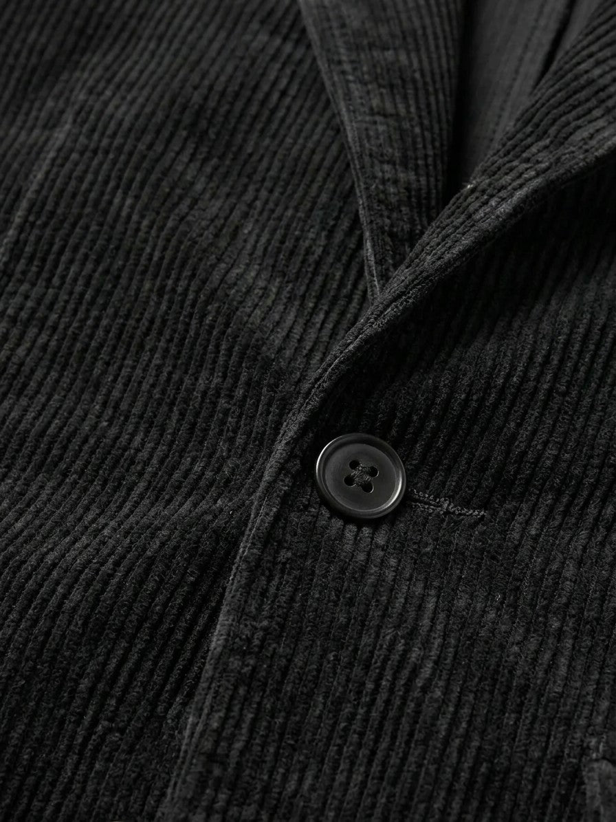 Padova Men's Corduroy Lapel Blazer — black — detail
