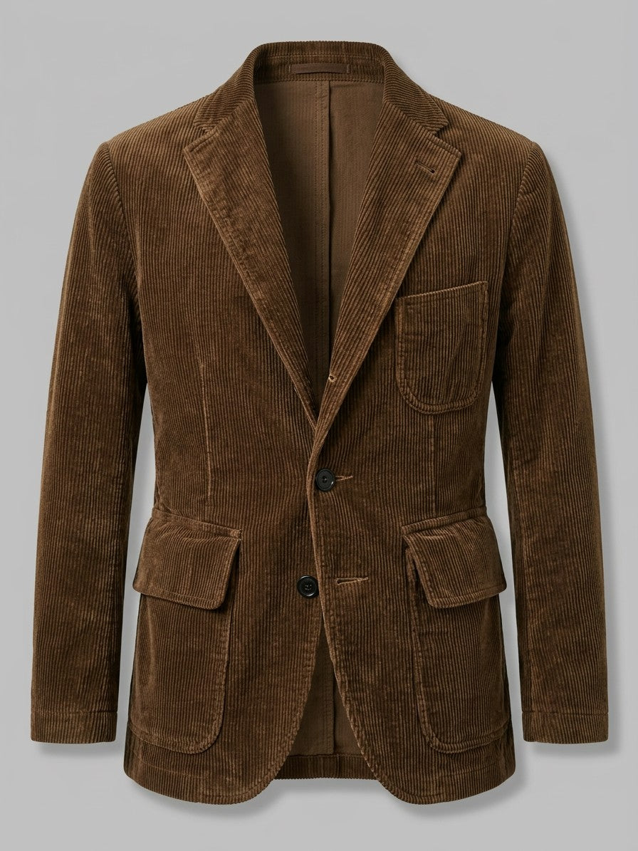 Padova Men's Corduroy Lapel Blazer — brown — packshot