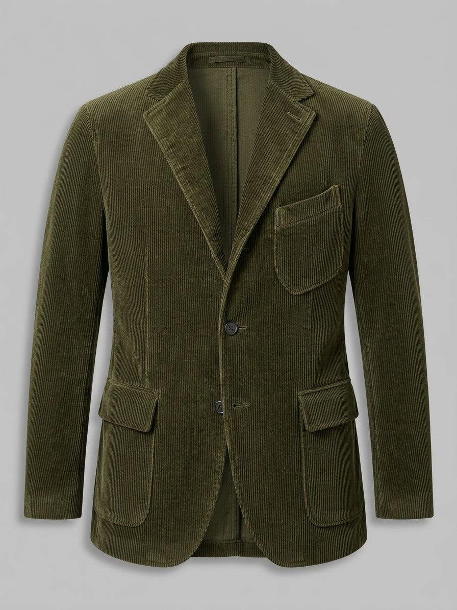 Padova Men's Corduroy Lapel Blazer — militarygreen — packshot