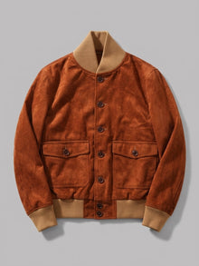 Palazzolo Men's Knit-Collar Faux Suede Flight Jacket