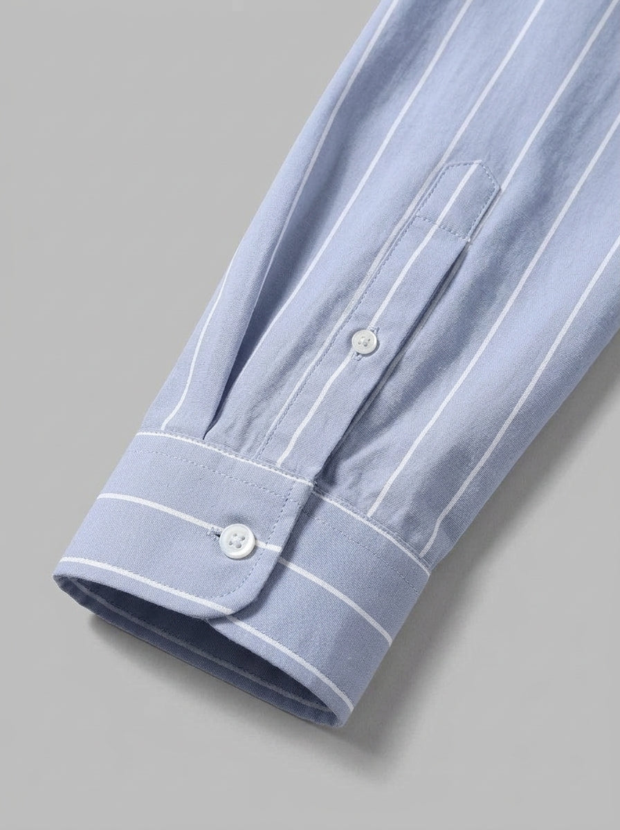 Palermo Men's Striped Cotton-Blend Long Sleeve Shirt — blue — detail-2