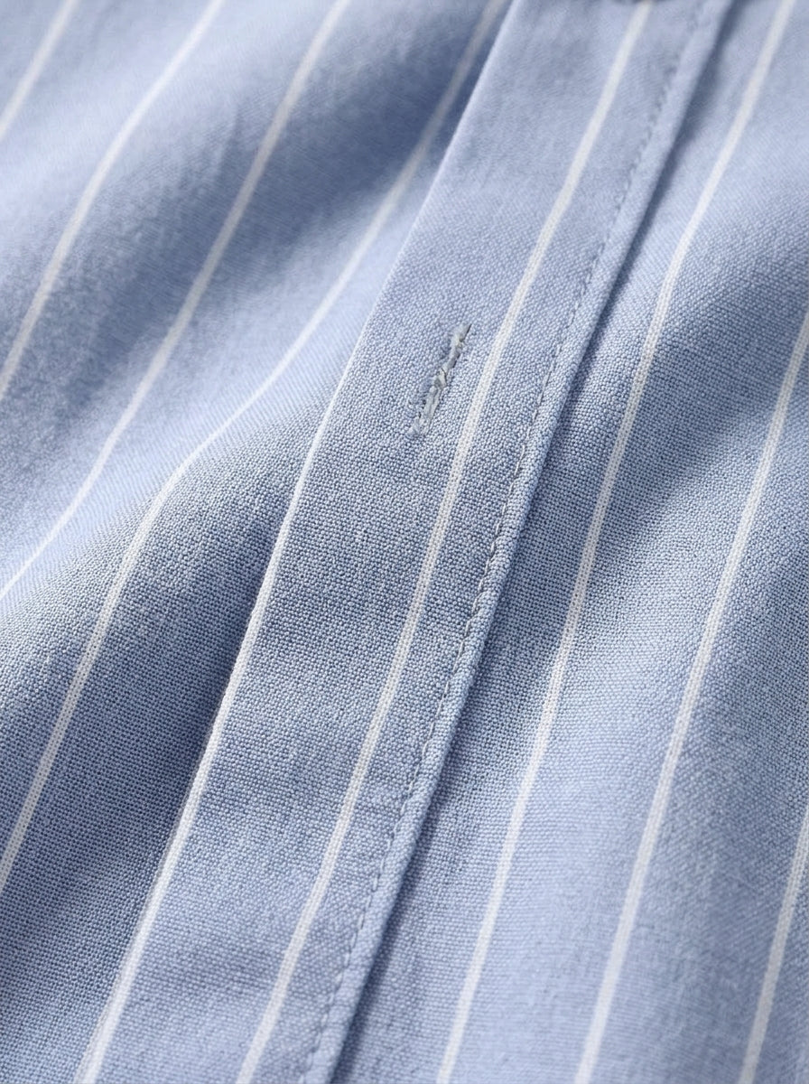 Palermo Men's Striped Cotton-Blend Long Sleeve Shirt — blue — detail