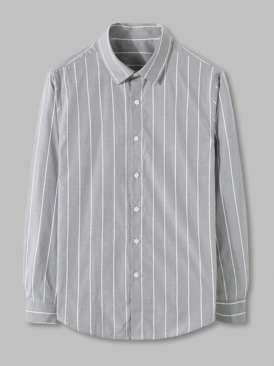 Palermo Men's Striped Cotton-Blend Long Sleeve Shirt — grey — packshot