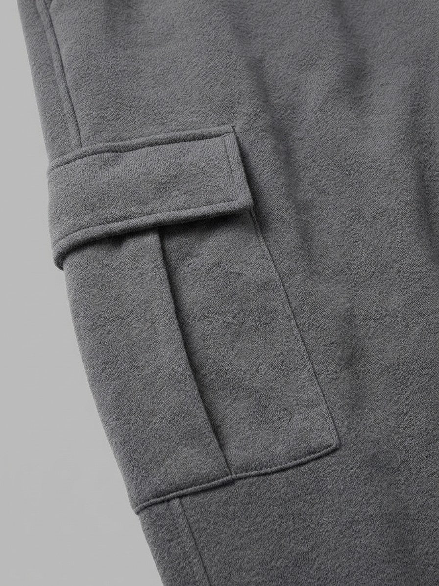 Palestrina Men's Tactical Zip-Pocket Hoodie and Cargo Jogger Set — darkgray — bottomfabric