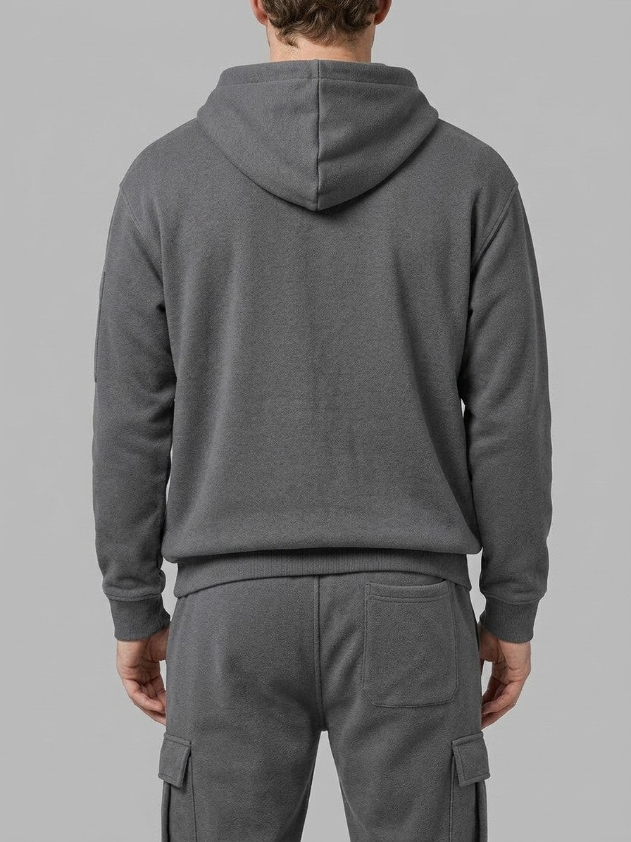 Palestrina Men's Tactical Zip-Pocket Hoodie and Cargo Jogger Set — darkgray — closeback