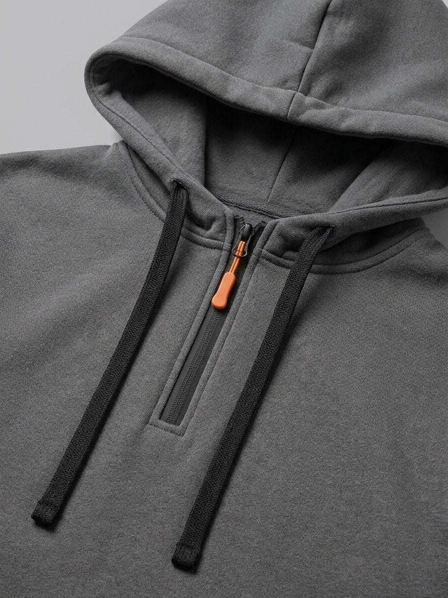 Palestrina Men's Tactical Zip-Pocket Hoodie and Cargo Jogger Set — darkgray — detail-collar