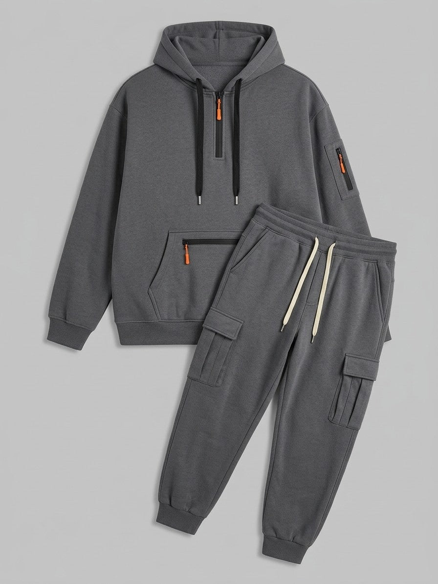 Palestrina Men's Tactical Zip-Pocket Hoodie and Cargo Jogger Set — darkgray — packshot