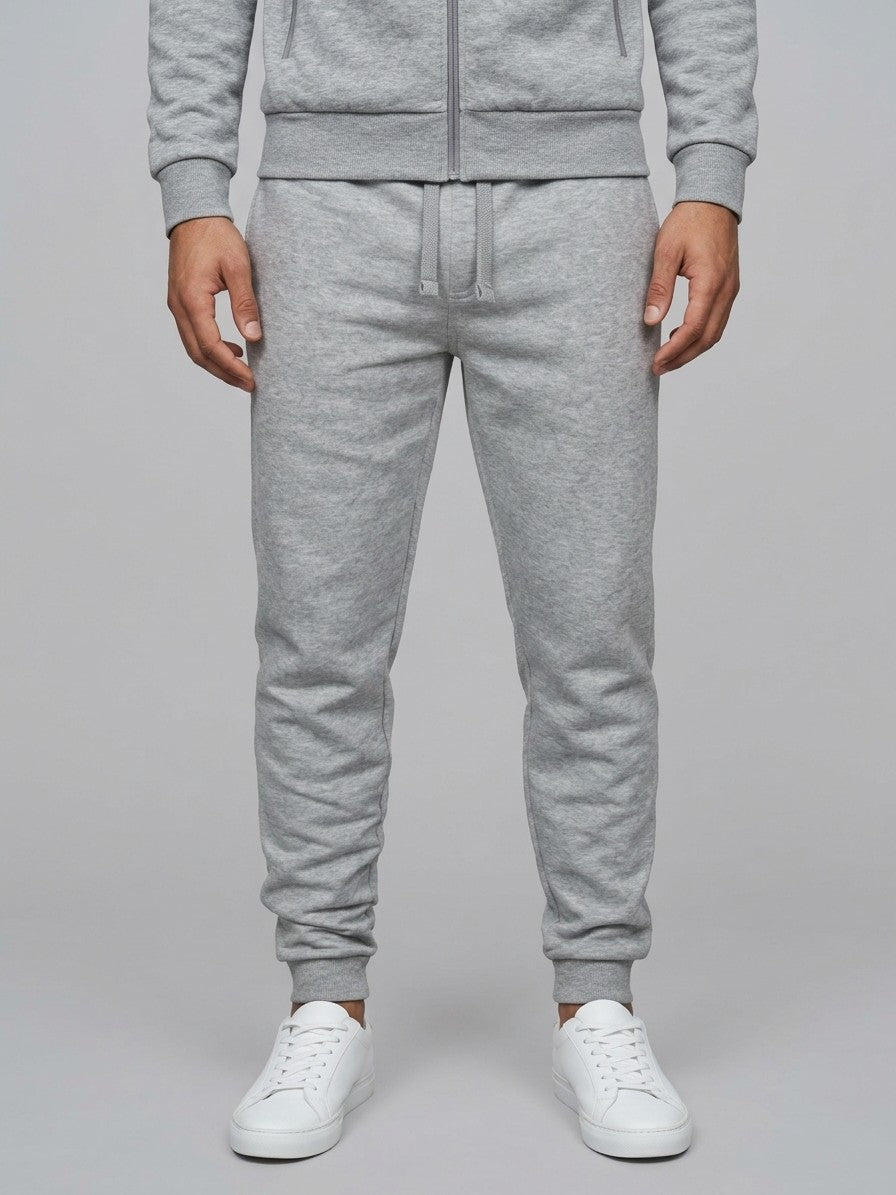 Palinuro Men's Paneled Zip-Up Hoodie and Jogger Set — gray — bottomfront
