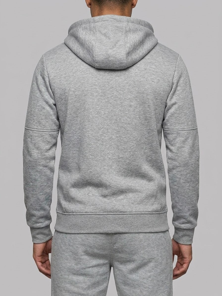 Palinuro Men's Paneled Zip-Up Hoodie and Jogger Set — gray — closeback