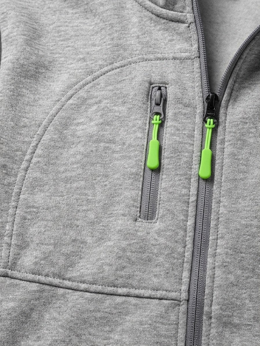 Palinuro Men's Paneled Zip-Up Hoodie and Jogger Set — gray — topfabric