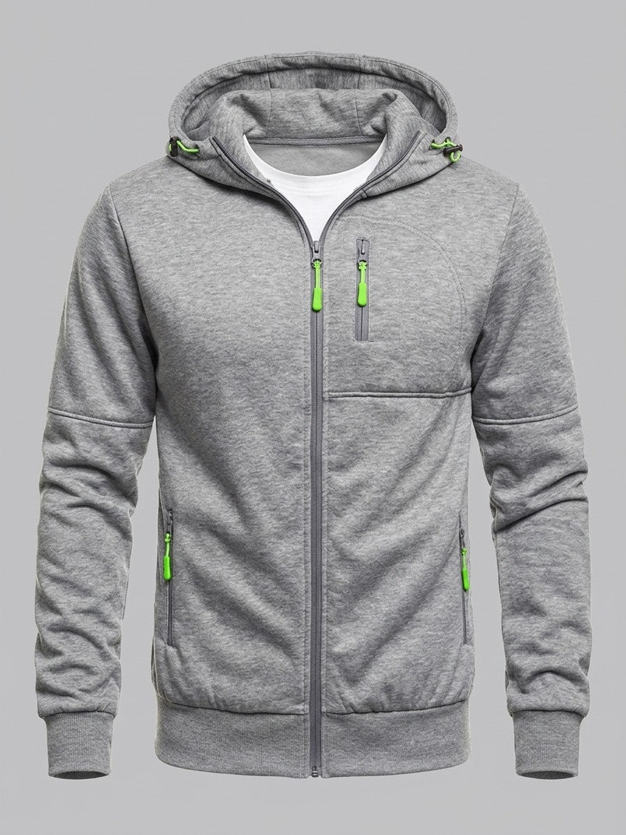 Palinuro Men's Paneled Zip-Up Hoodie and Jogger Set — graytop — packshot