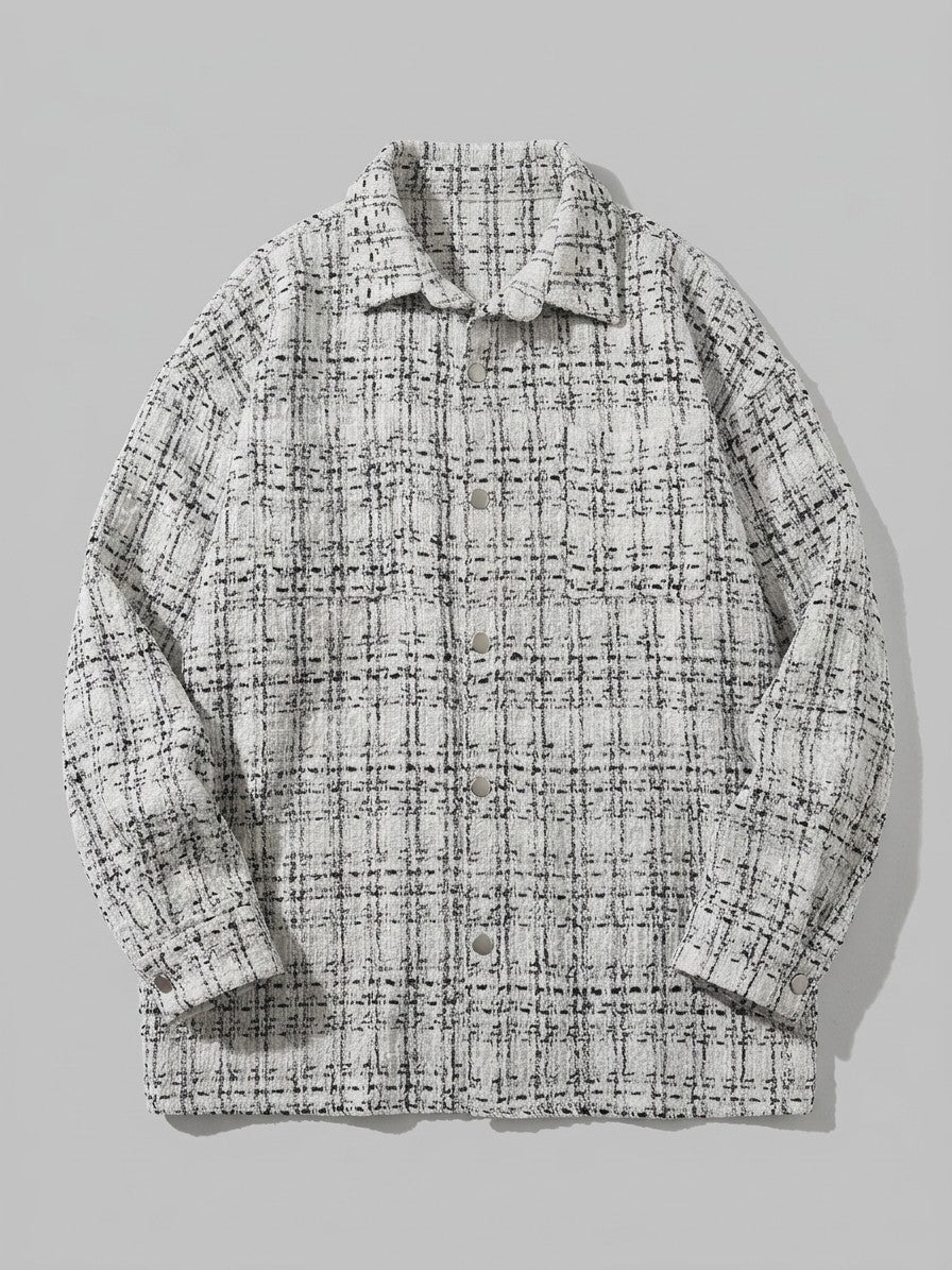 Palmanova Men's Checked Tweed Overshirt — white — packshot