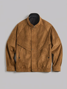 Panarea Men's Chevron-Yoke Faux Suede Bomber Jacket