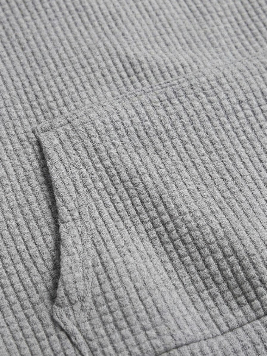Parabita Men's Waffle-Knit Zip-Neck Hoodie and Wide-Leg Pant Set — gray — topfabric