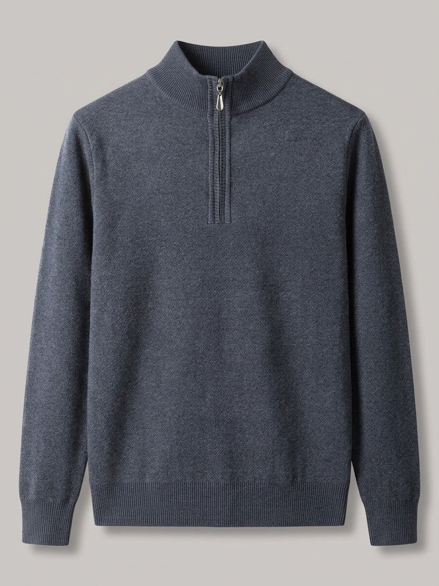 Pavia Men's Ribbed Zip-Neck Sweater — darkgray — packshot