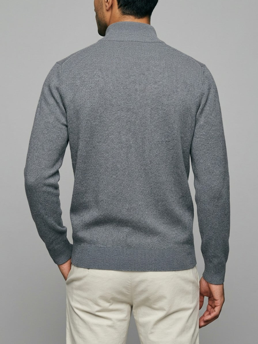 Pavia Men's Ribbed Zip-Neck Sweater — mediumgray — back