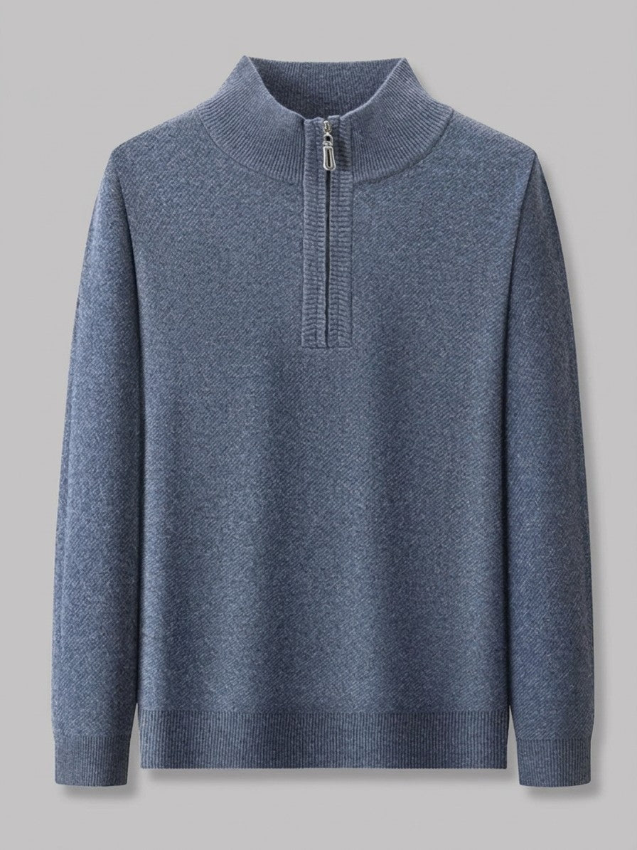 Pavia Men's Ribbed Zip-Neck Sweater — mediumgray — packshot