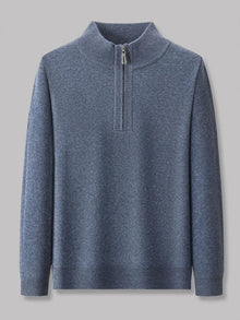 Pavia ribbet sweater med lynlåshals til herre