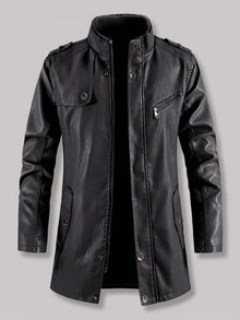 Pavullo Men's Longline Leather-Look Jacket