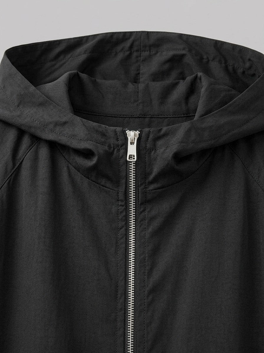 Peccioli Women's Hooded Swing Windbreaker Coat — black — detail-2