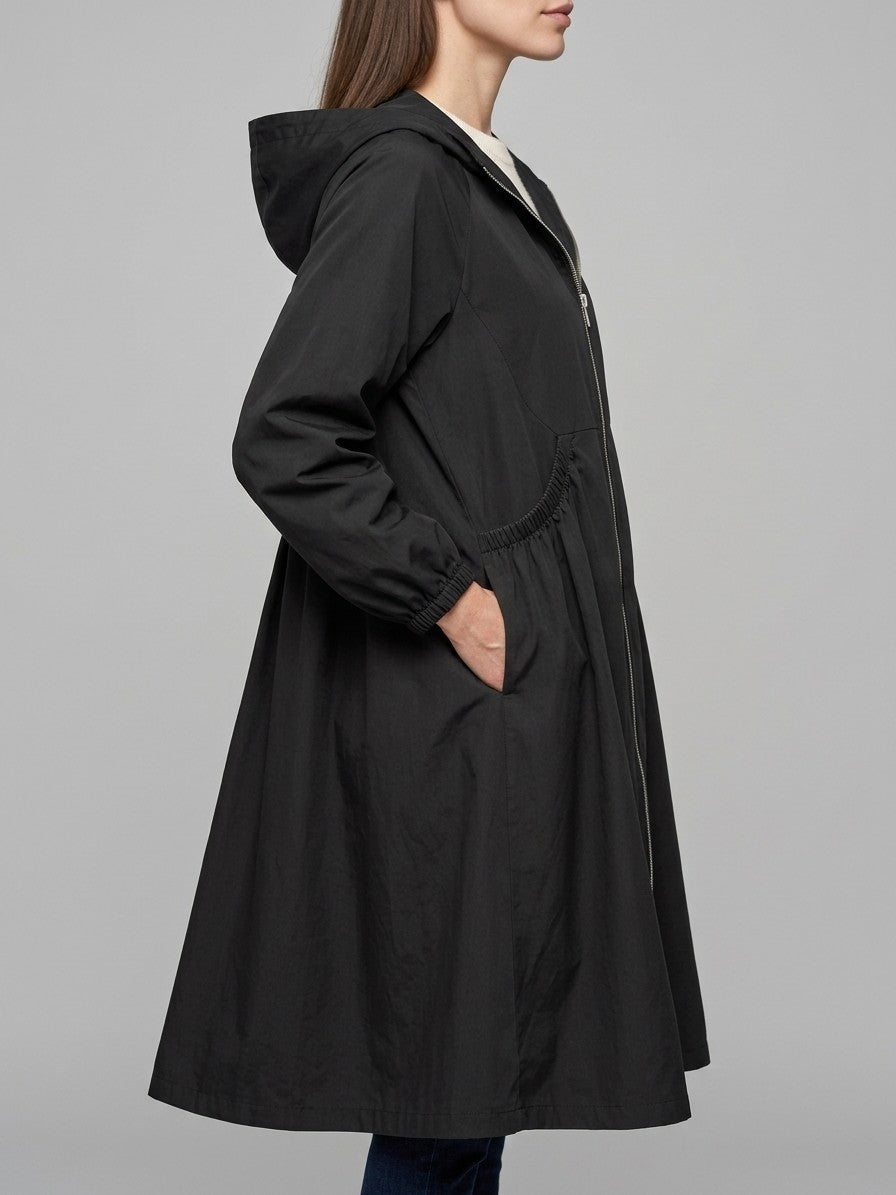 Peccioli Women's Hooded Swing Windbreaker Coat — black — side