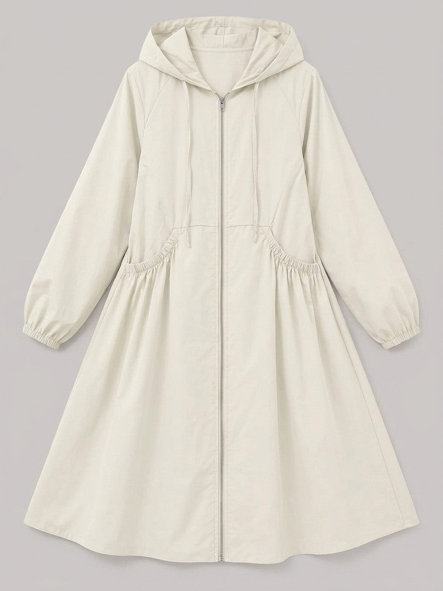 Peccioli Women's Hooded Swing Windbreaker Coat — cream — packshot